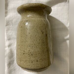 Pottery vase flower holder pens stoneware handmade signed ELW     #UBV